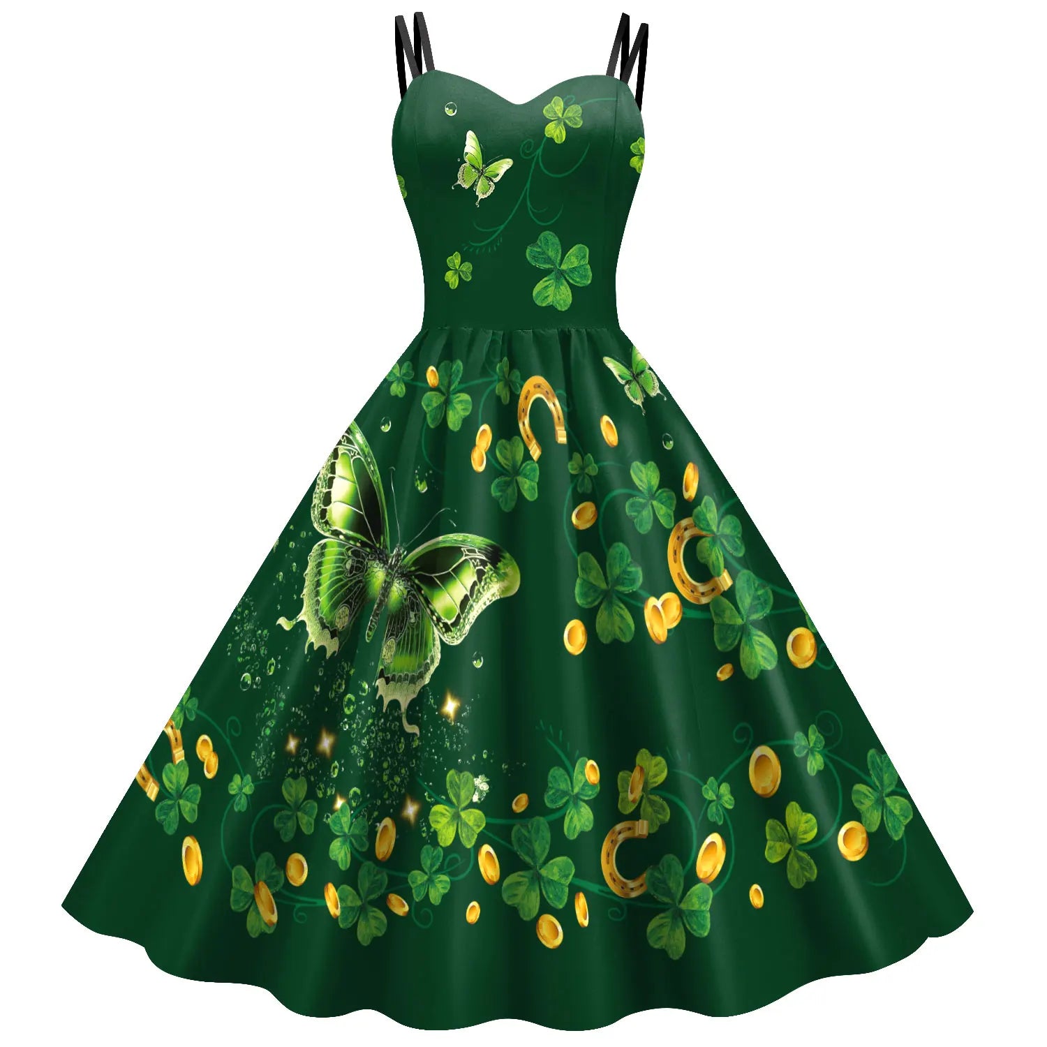 St Patrick's Day Shamrock Tie Dye Wrap Dress For Women