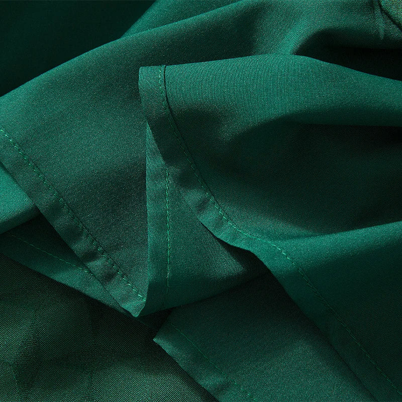 Elegant Green Pleated Long Sleeve Dress With Bow Collar