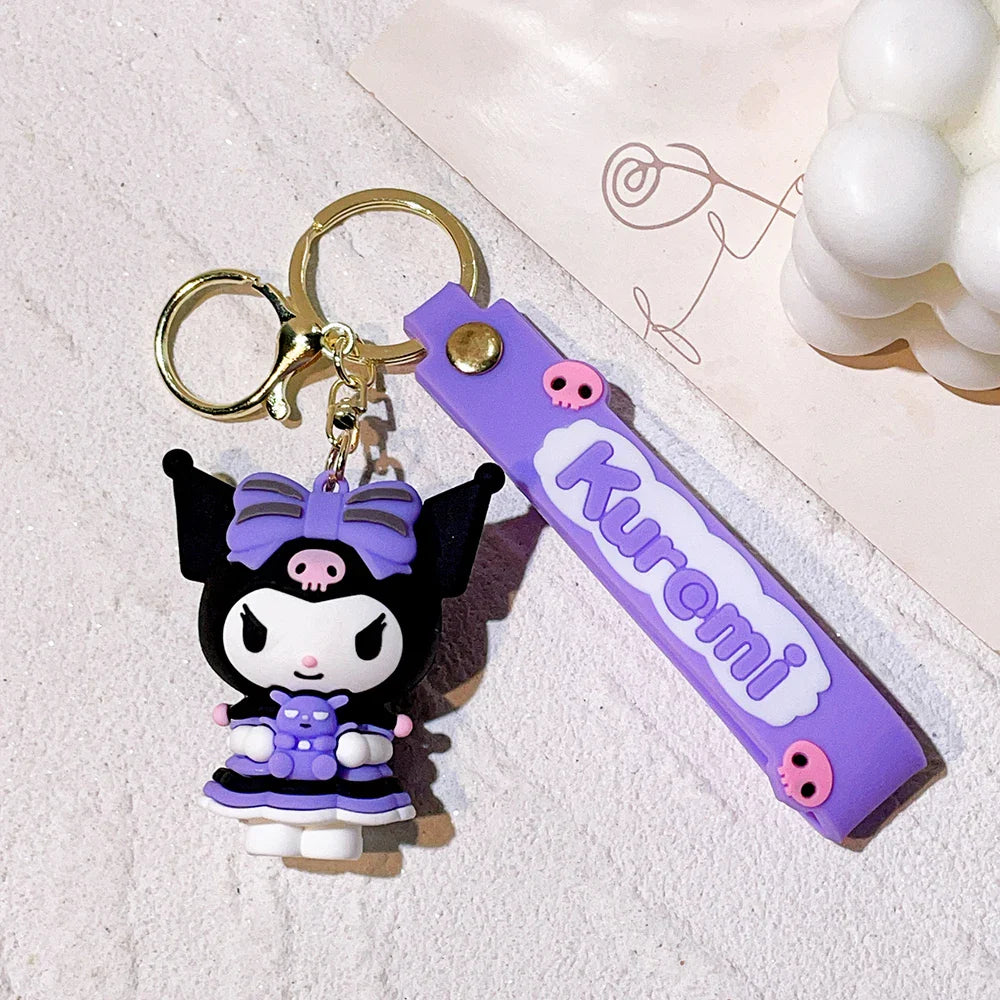 Kawaii Sanrio Kuromi Keychain PVC Doll Cartoon Anime Bag Pendant Car Keyring Accessory