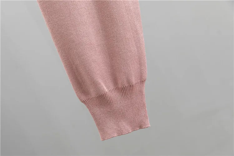 Chic Women's Knit Sweater 2-Piece Set with Embroidered Beaded Heart Pullover and Spring Harem Pants Sporty Tracksuit Lounge Ensemble