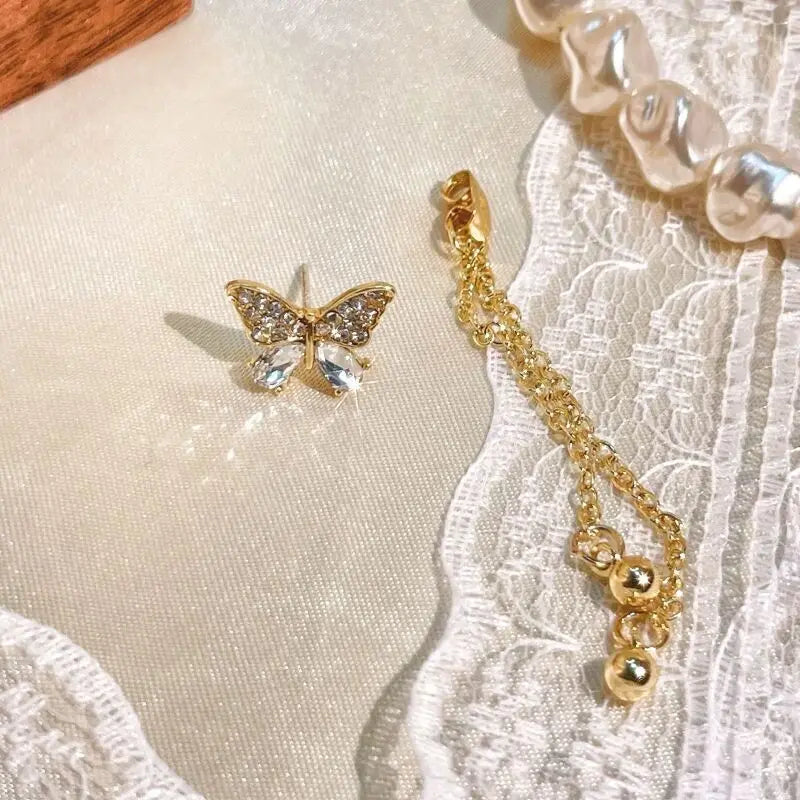 Exquisite Butterfly Long Tassel Earrings Rhinestone Drop Earrings for Women Perfect for Party Wedding Gifts