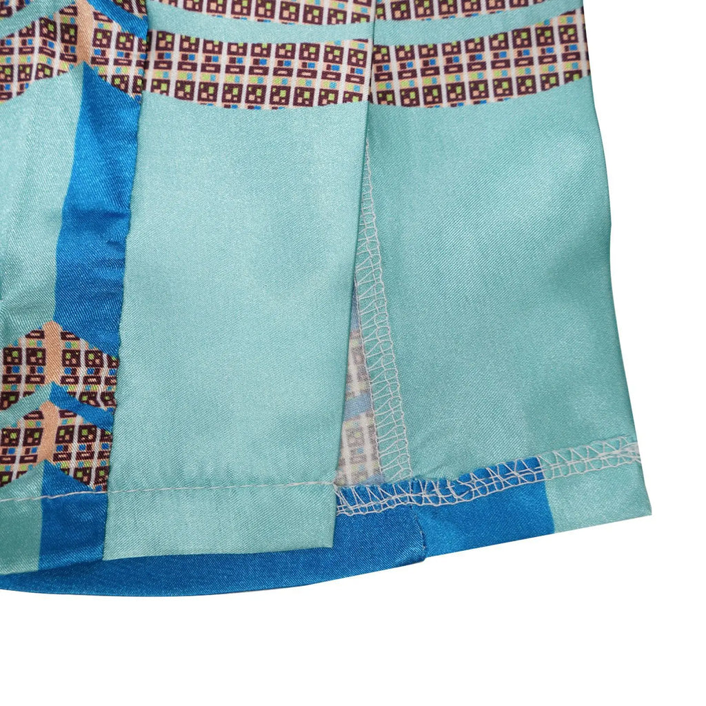 Women's Imitation Silk Printed Two Piece Set with Lace-Up Long Sleeve Top and Wide-Leg Pants for Casual Street Style