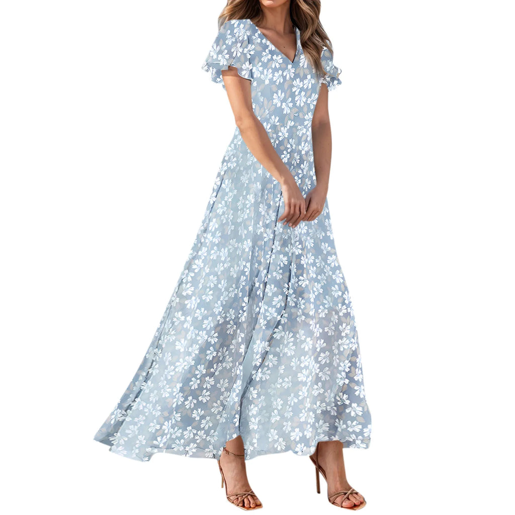 Floral Chiffon Maxi Dress for Summer Wedding Guest Chic