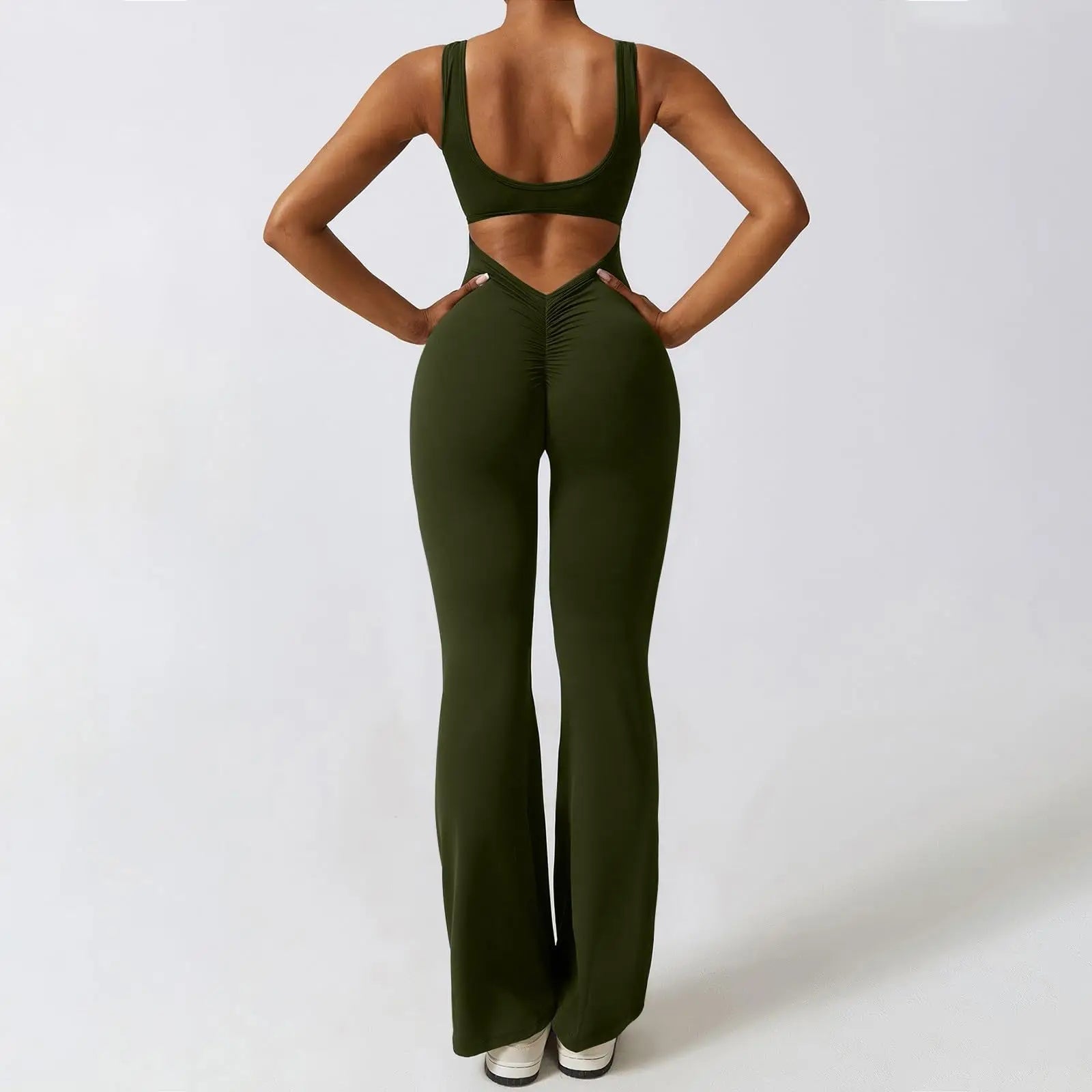 Women's Sexy Backless One-Piece Suit with Flared Pants for Sports Fitness Yoga and Casual Wear