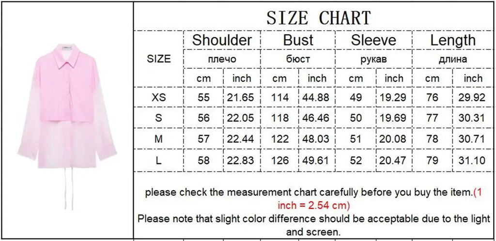 Women's Patchwork Translucent Blouse with Lace-Up Detail Casual Lapel Single-Breasted Long Loose Top for Spring and Summer