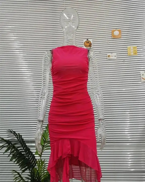 Tie Dye Backless Maxi Dress With Side Slit Bodycon