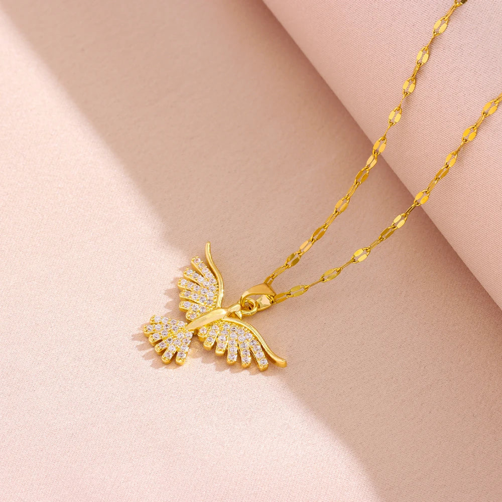 Sparkly 18K Gold Plated Vintage Phoenix Pendant Necklace for Women with Stainless Steel Chain Ideal for Daily Wear