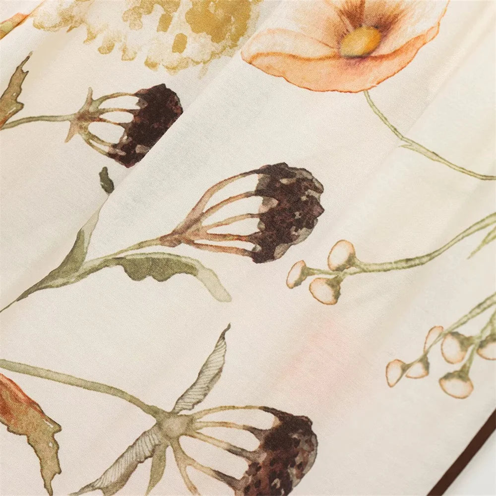 Floral Pattern Women's Shirt and Long Pants Set for Spring Fashion