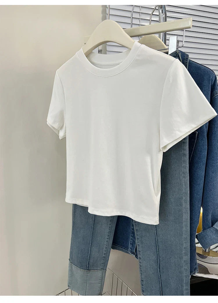 Oversized Cotton T-Shirt for Women, Short Sleeve Spring Tee with Trendy Print, Casual Y2K Style Top