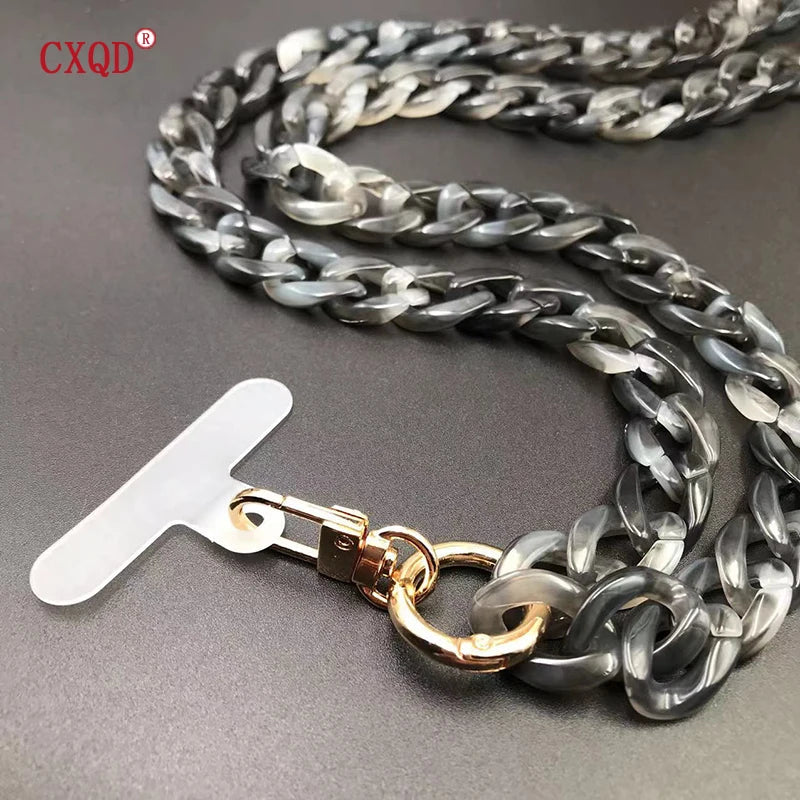 120cm Colorful Acrylic Phone Lanyard Neck Strap Anti-Lost Mobile Chain Accessories