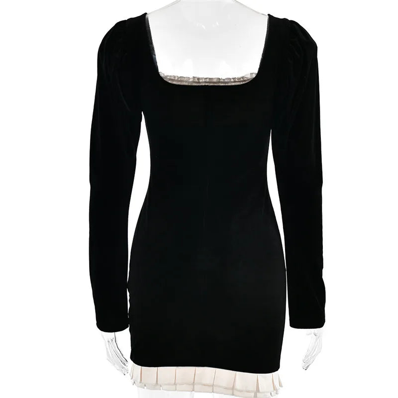 Elegant Backless Long Sleeve Bodycon Mini Dress for Party