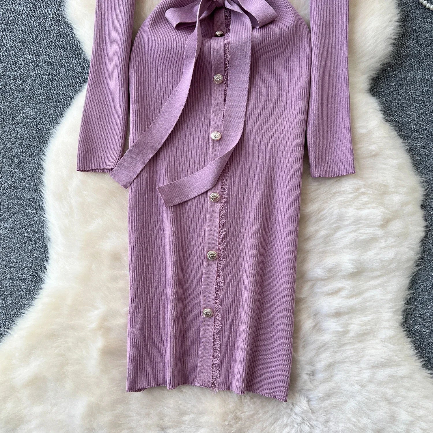 Womens Knit Dress Long Sleeve Sweater Casual Elegant