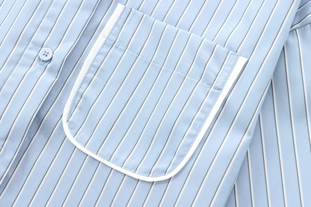 Women's Casual Striped Long Sleeve Short Shirt Simple Versatile Fashion Top