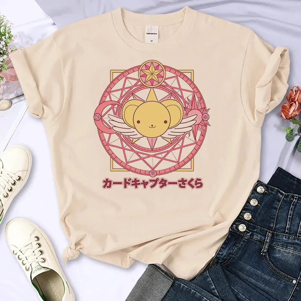 Cardcaptor Sakura Anime Graphic T Shirts for Women Y2K Cartoon Style Tops
