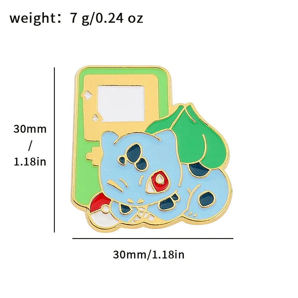 Creative 4 Piece Enamel Brooch Set Featuring Cute Game Console Pikachu Togepi and Charmander Pins for Wallet Backpack and Clothing