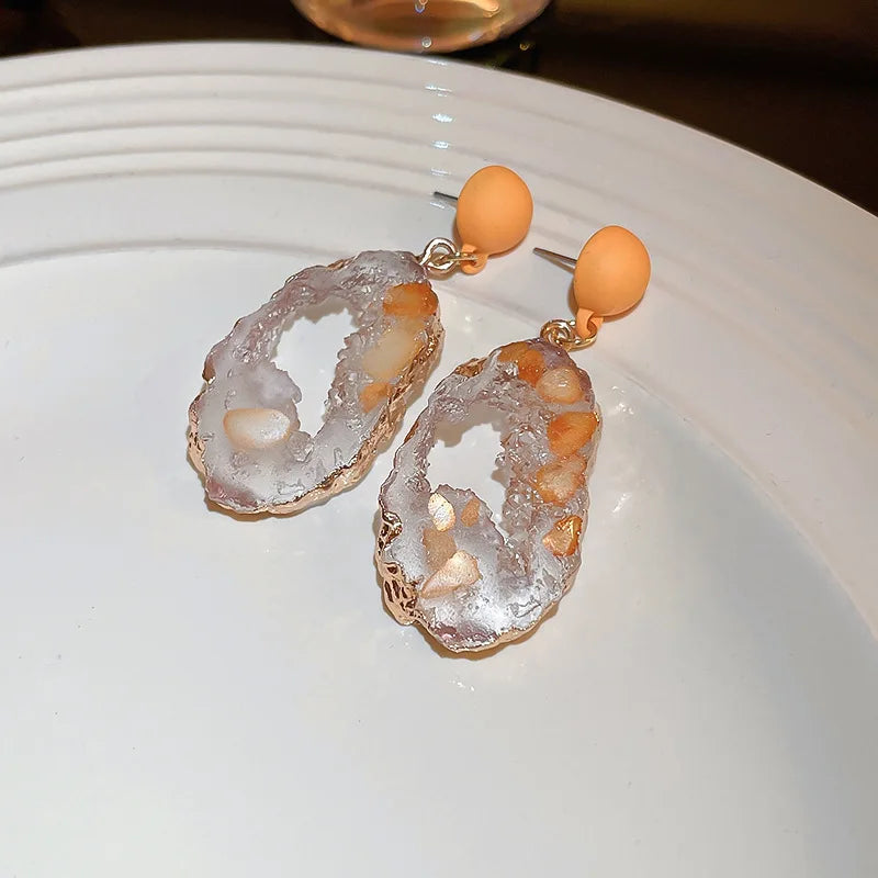 Vintage Emerald Irregular Earrings for Women Fairycore Luxury Jewelry