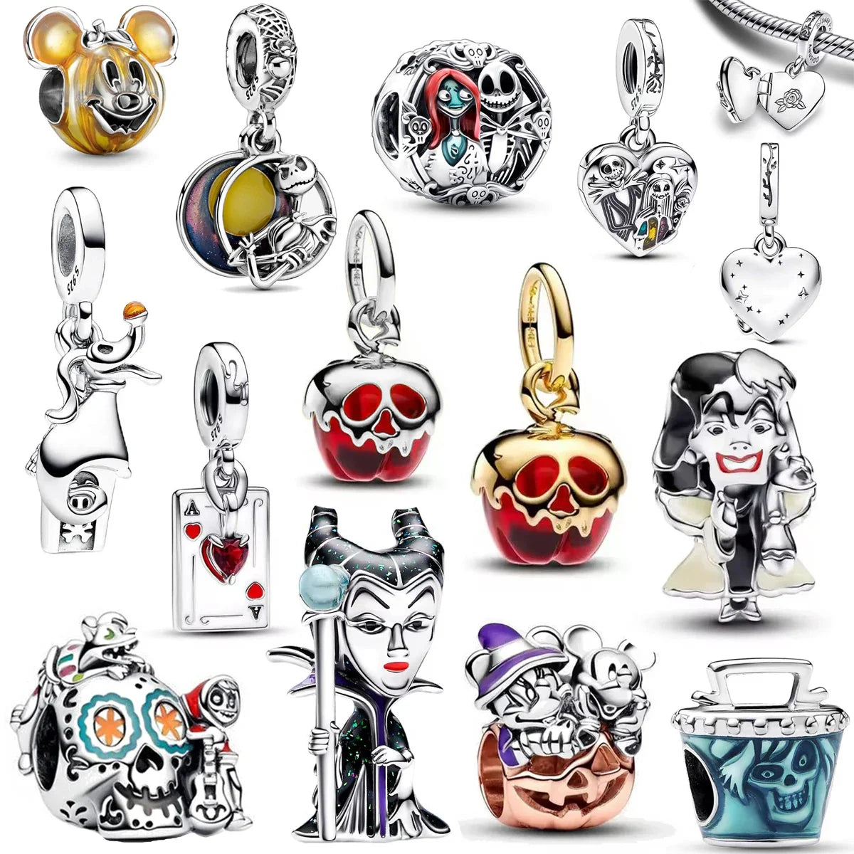 Disney Christmas Eve Series Silver 925 Charms for Women Jewelry Gift Compatible with 3mm Bracelets