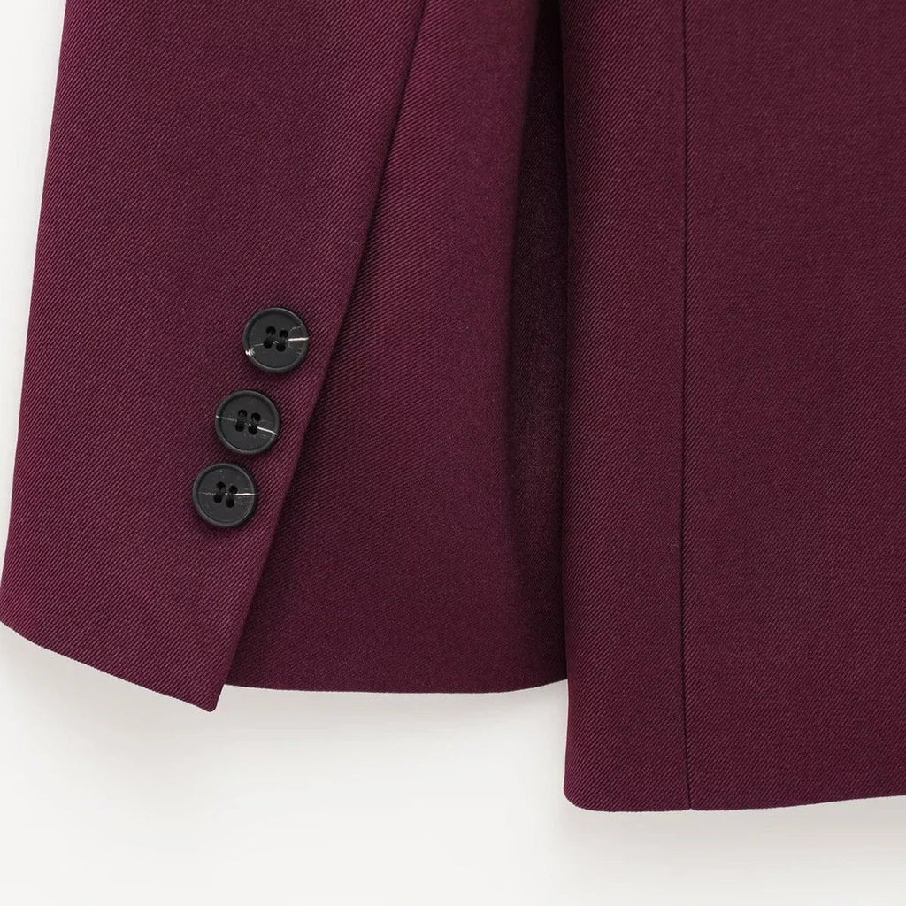 Women's Oversized Suit Jacket and High Waist Wide-Leg Trousers Set with Double-Breasted Top for Spring Fashion