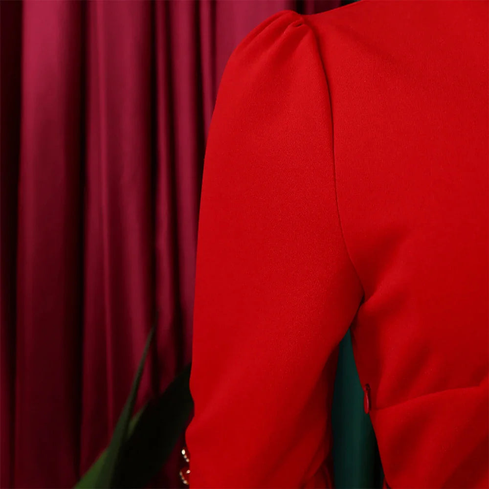 Elegant Pleated Dress for Women Formal Half Sleeve Belted