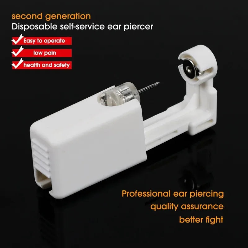 Disposable Ear Piercing Tool Kit with Safe Painless Sterile Puncture Gun for Earrings and Nose Rings