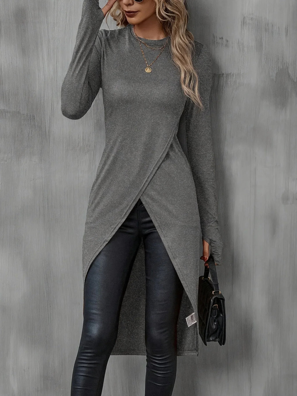 Plus Size Long T Shirt Slimming Casual Autumn Wear