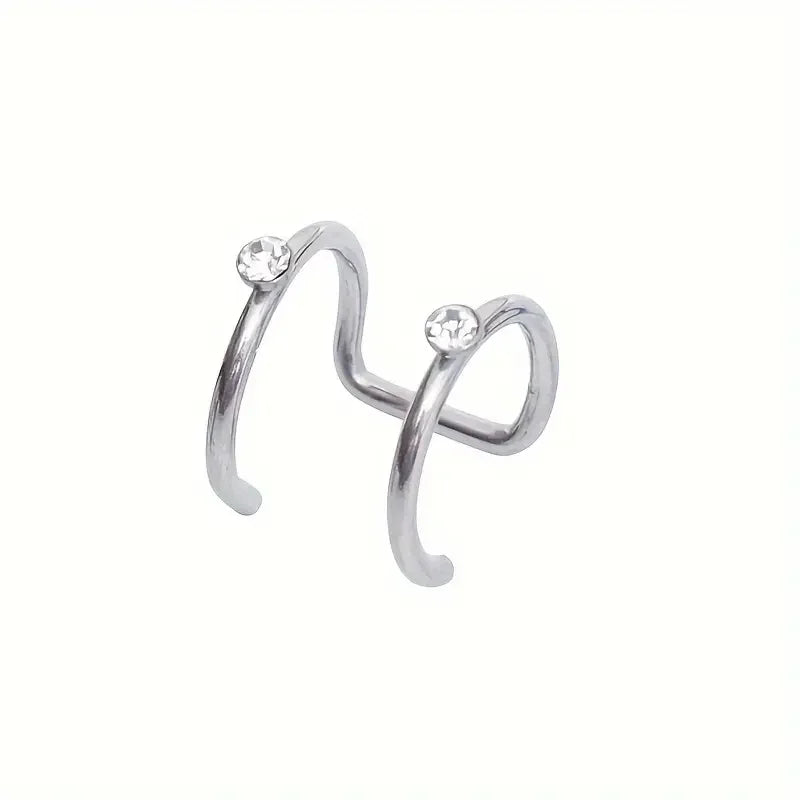 Stainless Steel Fake Nose Ring Hoop Non-Pierced Septum Earring Body Jewelry for Women