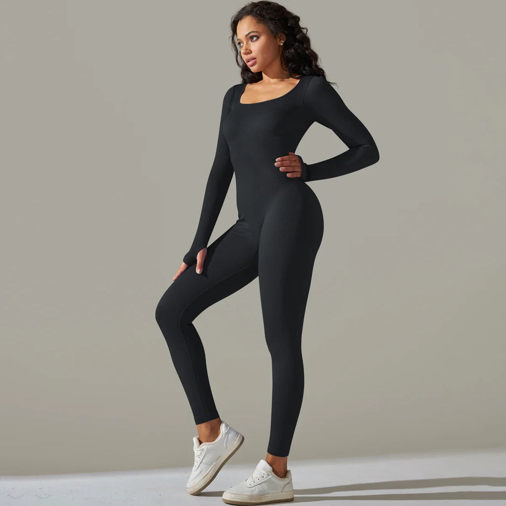 Women's Yoga Tracksuit Set One Piece Long Sleeve Jumpsuit for Workout and Gym Activities