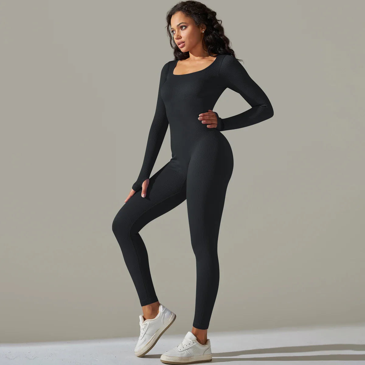 Women's Yoga Tracksuit Set One Piece Long Sleeve Jumpsuit for Workout and Gym Activities