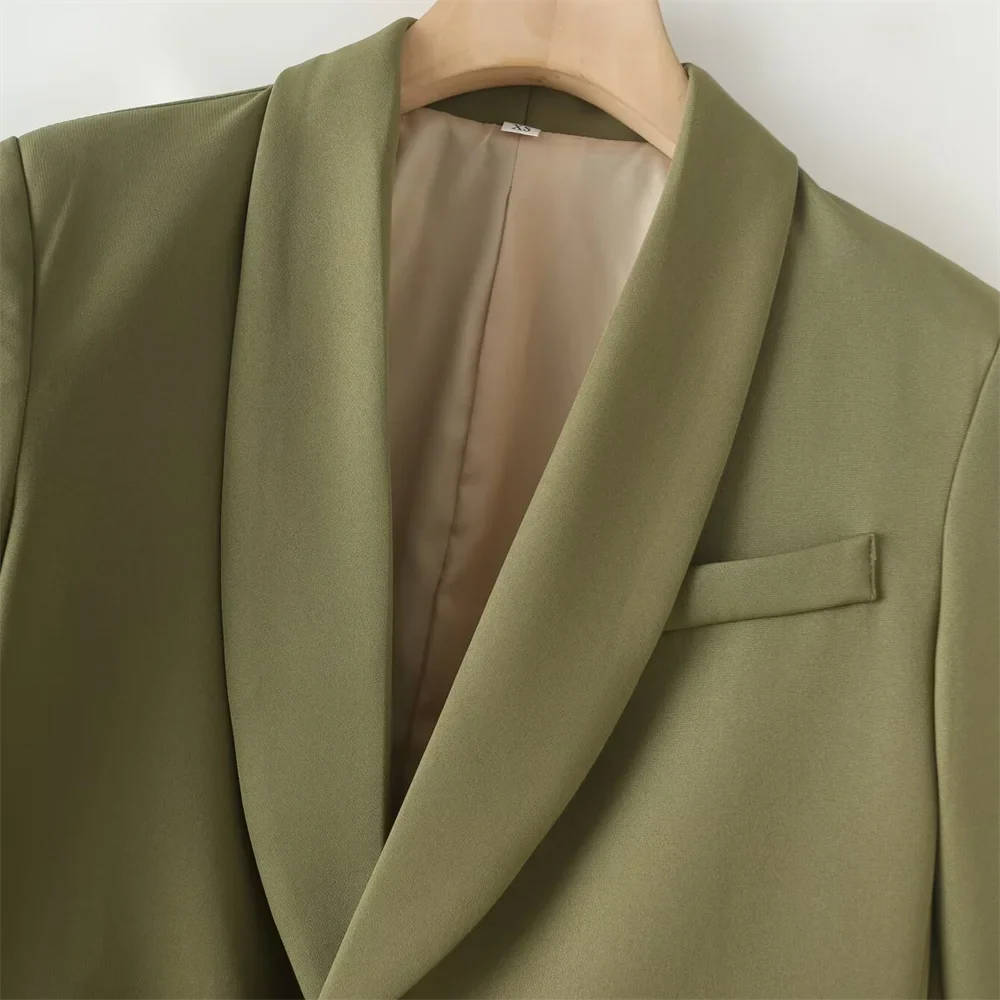 Women's Green Workwear Suit Set With Coat And Pants