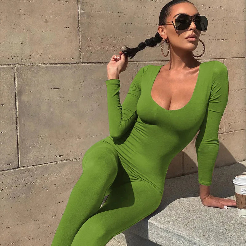 Sexy Black Butt Lift Jumpsuit for Women Long Sleeve Skinny Fitness Romper Casual Streetwear Autumn Fashion