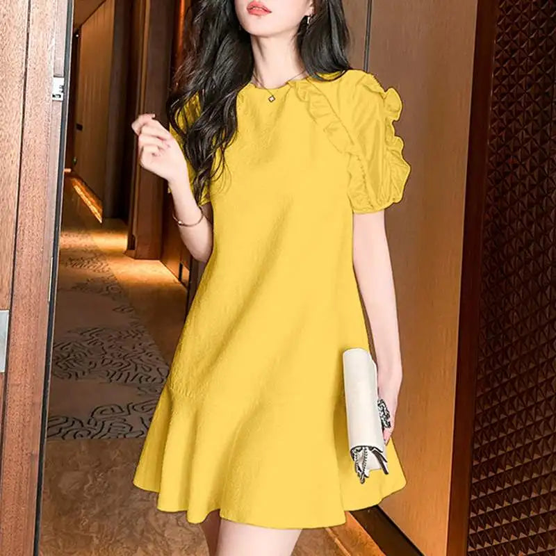 Womens Summer Sundress A Line Short Sleeve Casual Dress