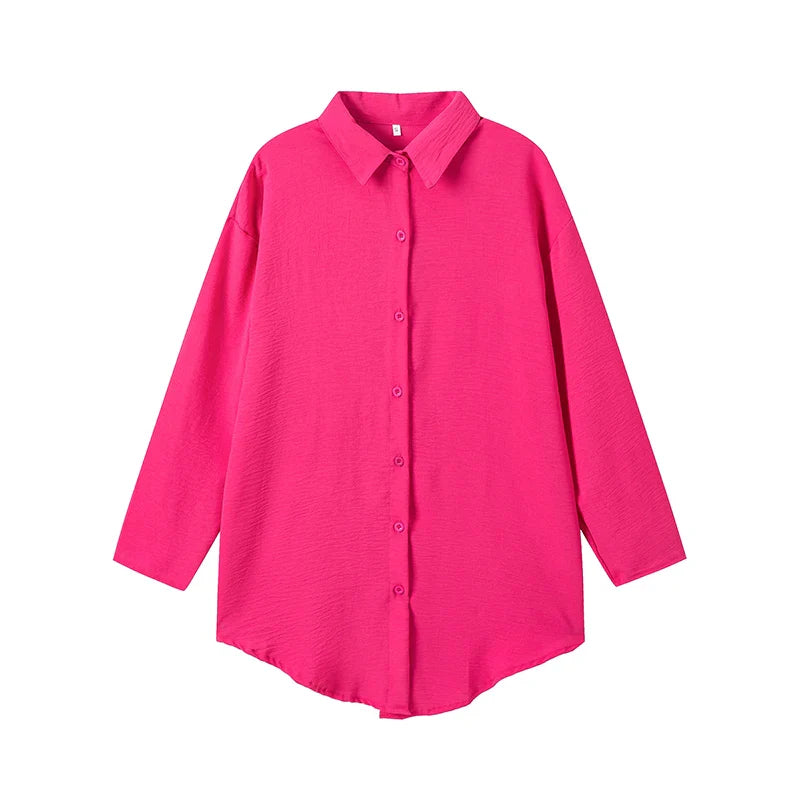 Women's Casual Cotton Linen Lapel Long Sleeve Shirt Autumn Winter Fashion Tunic