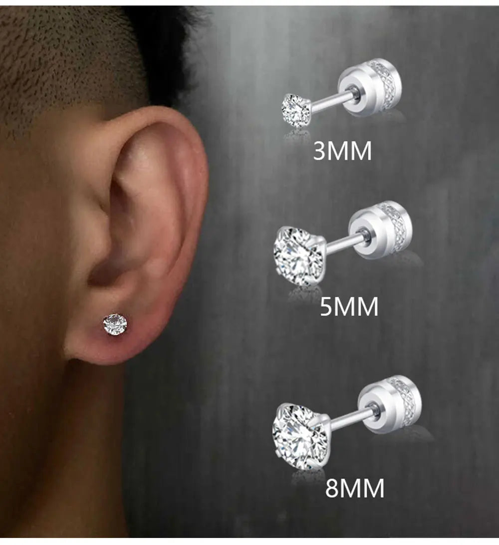 Stainless Steel Crystal Stud Earrings for Men and Women Durable Non-Fading Jewelry