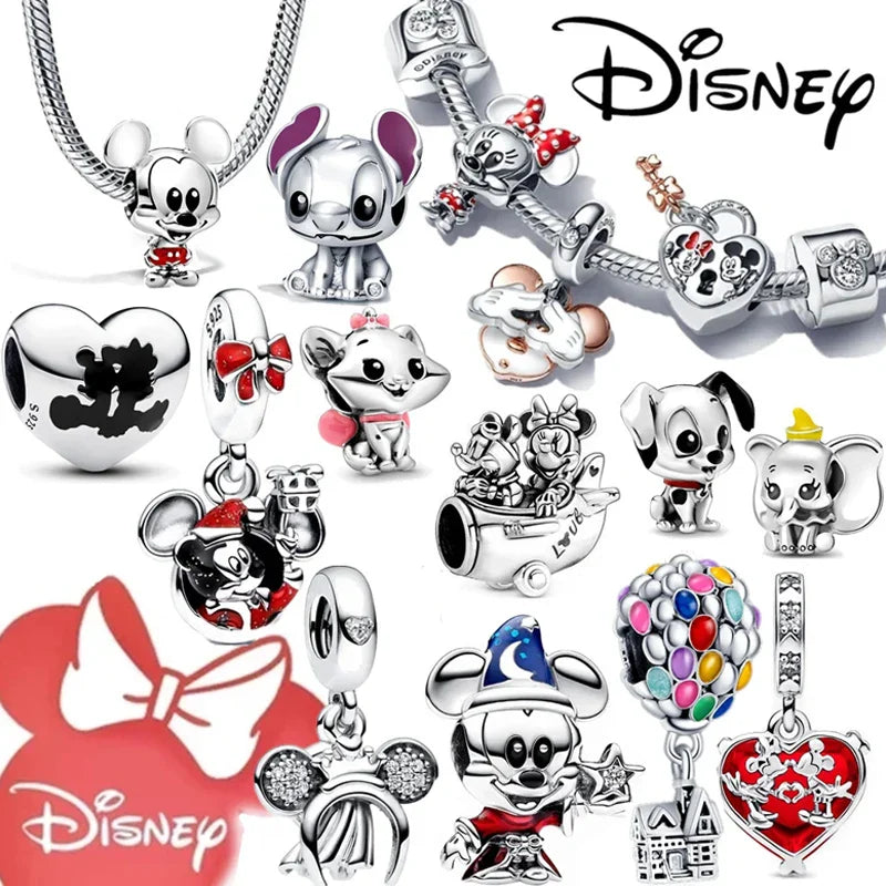 Disney Stitch Minnie Mouse Dangle Charms for Pandora Bracelets Silver Jewelry Making
