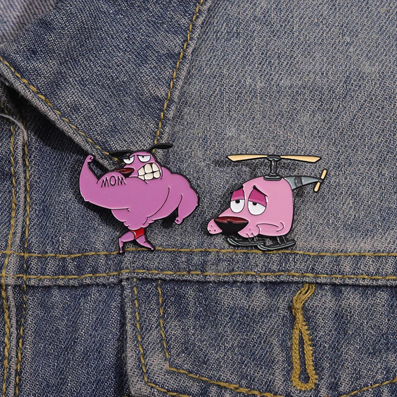 Cute Cartoon Pink Dog Enamel Pins Brooches Fashion Jewelry Accessories Gift for Kids and Friends