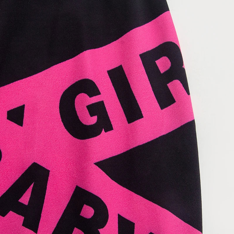 Women's Autumn Two-Piece Set Sleeveless Retro Letter Print Strapless Top with High Waist Slim Skirt Casual Streetwear Outfit