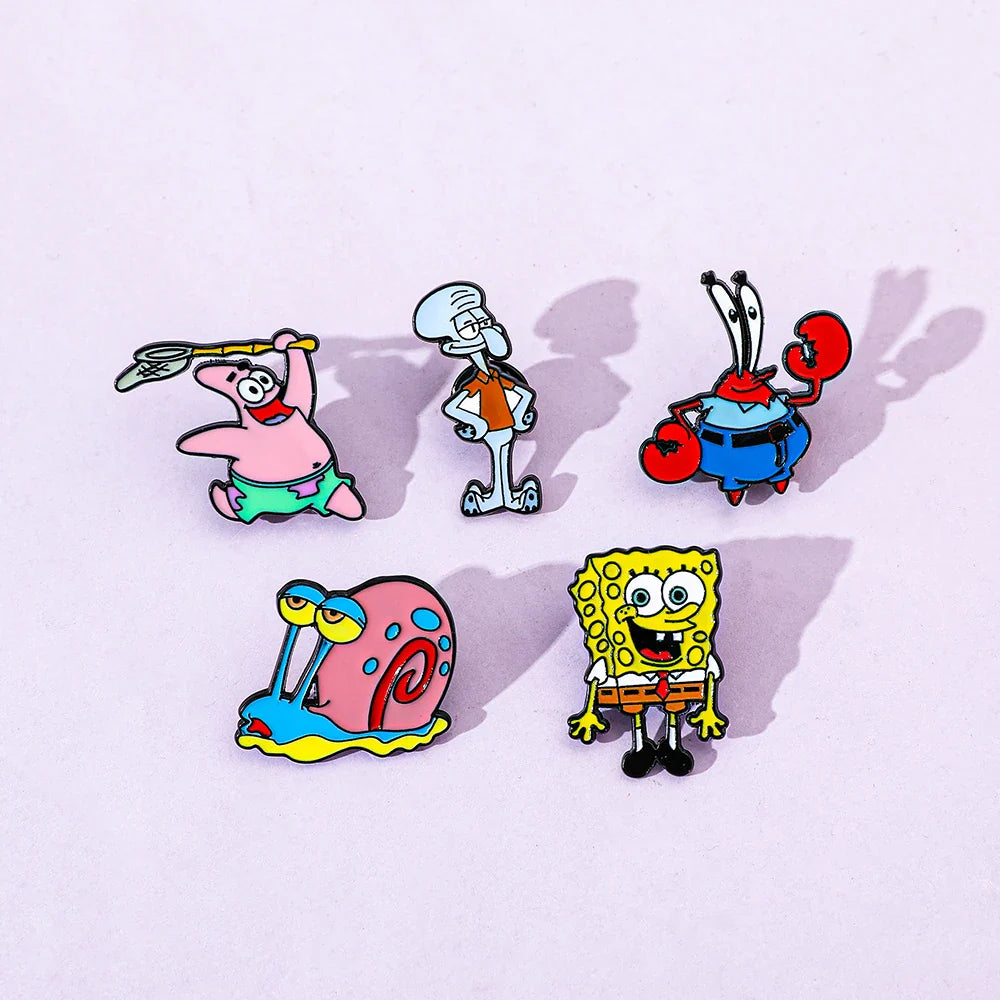 5 Pcs Cute Anime Enamel Pins Funny Gary the Snail Brooches for Clothing and Backpack Accessories Gift