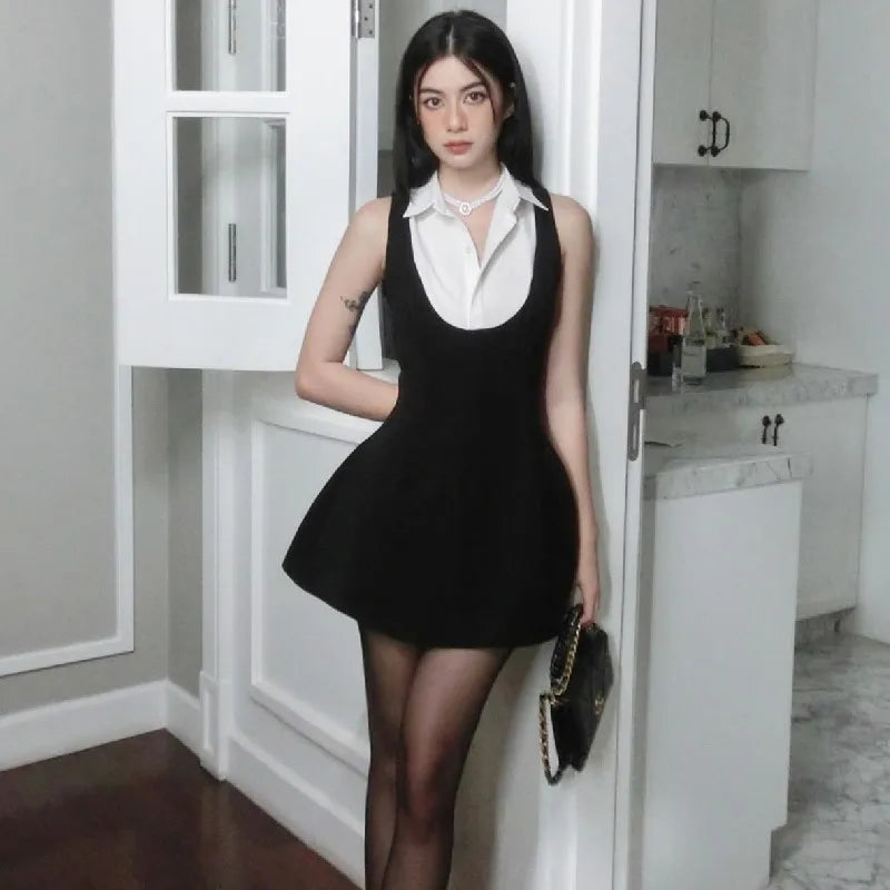 Y2K Sleeveless Mini Dress Slim A Line Summer Style