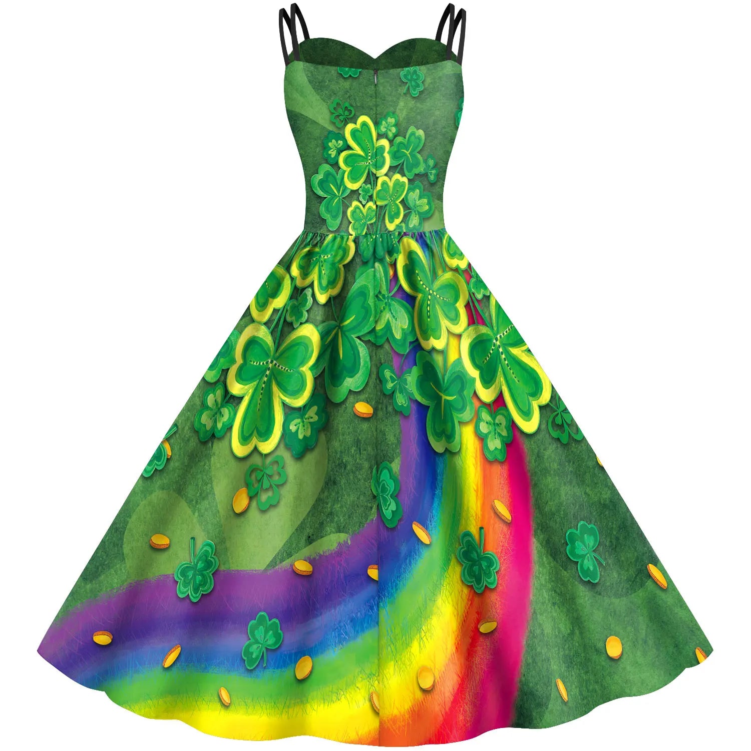 St Patrick's Day Shamrock Tie Dye Wrap Dress For Women