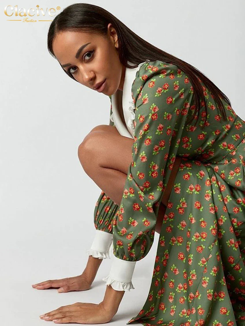 Office Midi Dress With Doll Collar Long Sleeves Elegant