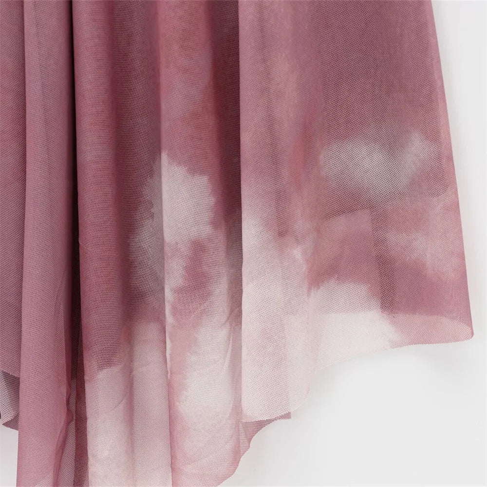 Pleated Silk Mesh Dress With Round Neck For Spring Summer