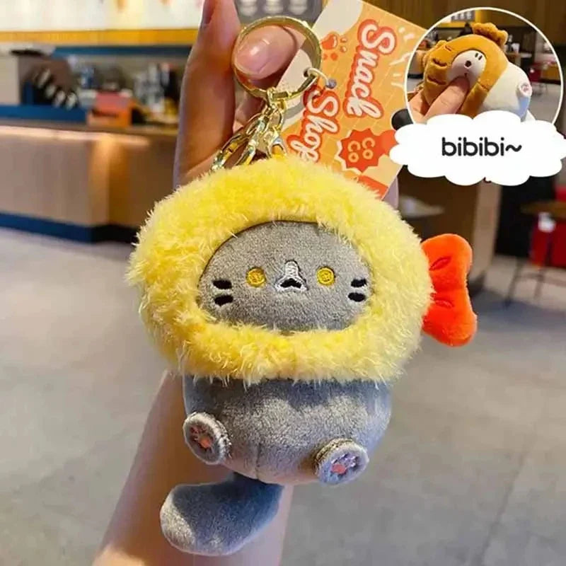 Cute Cocoa Cat Plush Keychain Pendant for Schoolbags and Dolls