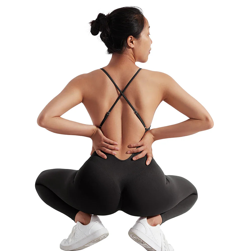 Solid Sexy Sleeveless Jumpsuit for Women Summer Backless Bodycon Romper Casual Playsuit Trendy Sportswear Streetwear