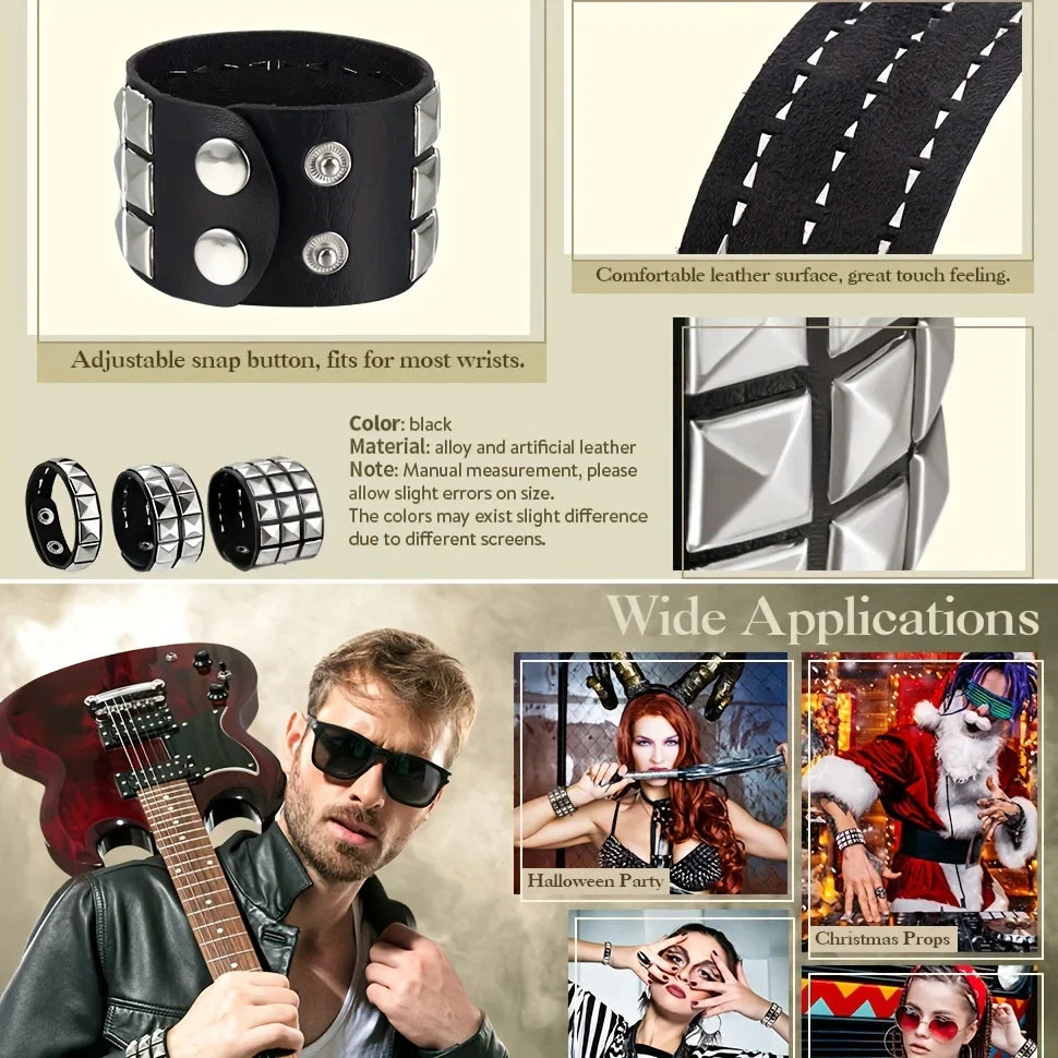 Punk Hip-Hop Gothic Rivet Bracelet for Couples - Unique Casual Accessory for Parties, Birthdays, Valentine's Day and Special Occasions