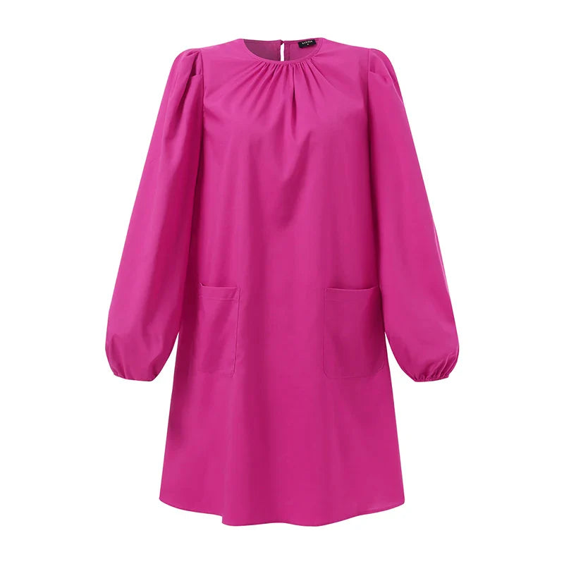 Elegant Chic Summer Puff Sleeve Mini Dress With Pockets