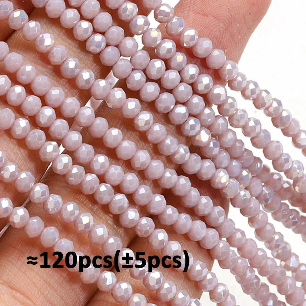 120 Pieces Crystal Glass Rondelle Beads Faceted Round Loose Spacer Beads for Jewelry Making