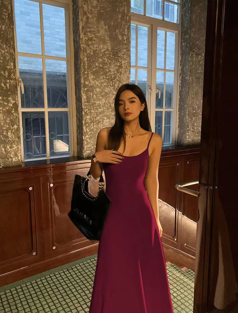 Y2K Black Strap Long Dress Sleeveless Bodycon Sundress