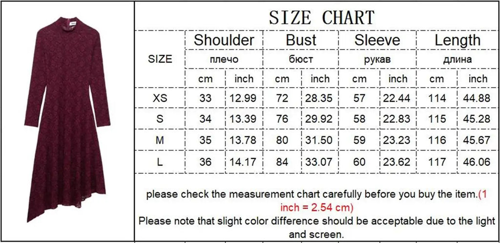 Lace Midi Dress Solid Hollow Out Asymmetric Long Sleeve