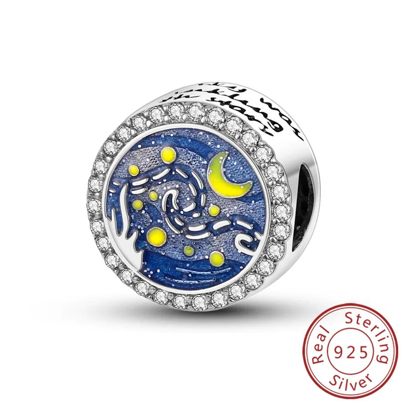 Fit Original 925 Sterling Silver Clip Charms with Zircon and Silicone Spacer Beads for Women DIY Bracelet Gift