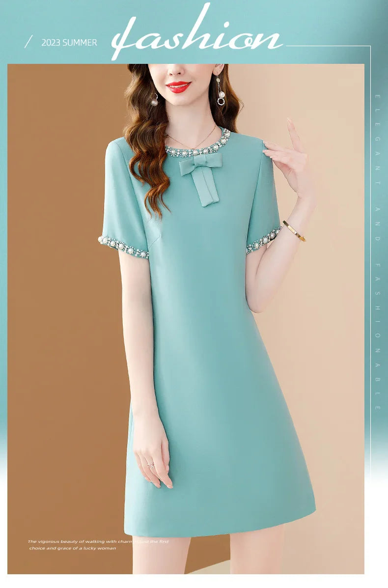 Embroidered Flare Dress For Women Office A Line Style